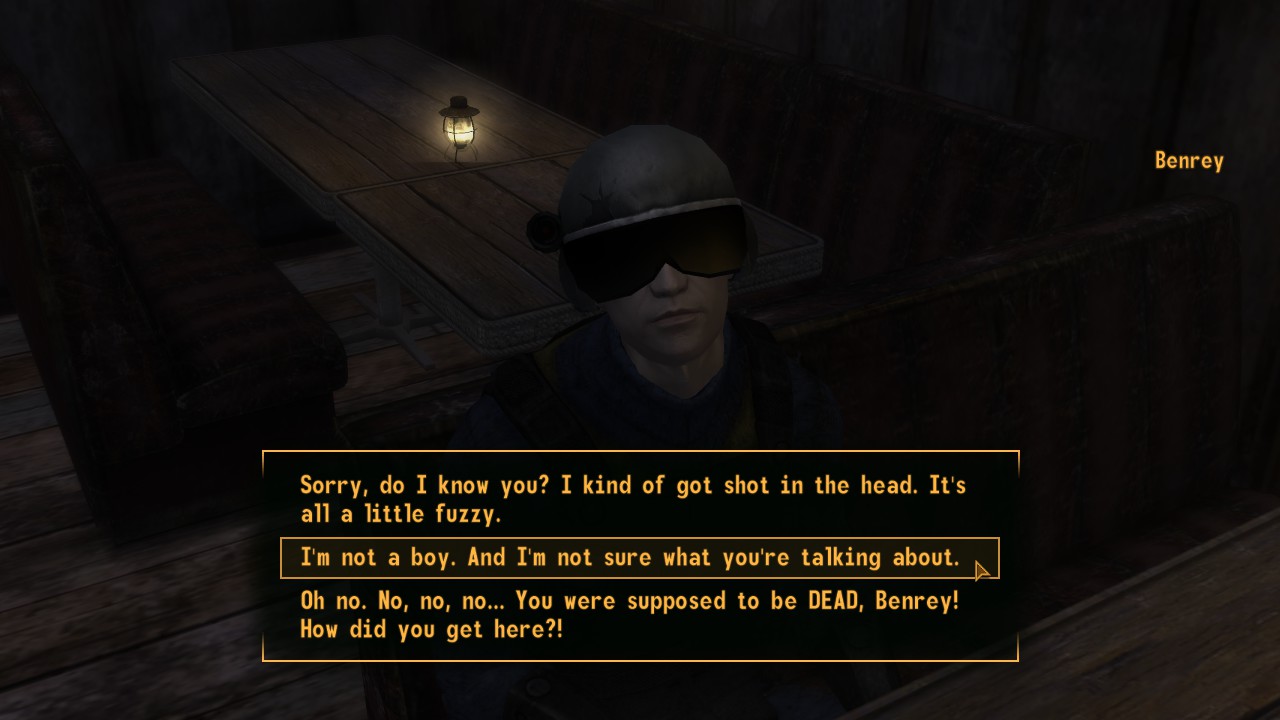 the player choosing whether theyre Gordon or Not-Gordon. the option 'I'm not a boy. And I'm not sure what you're talking about.' is highlighted.